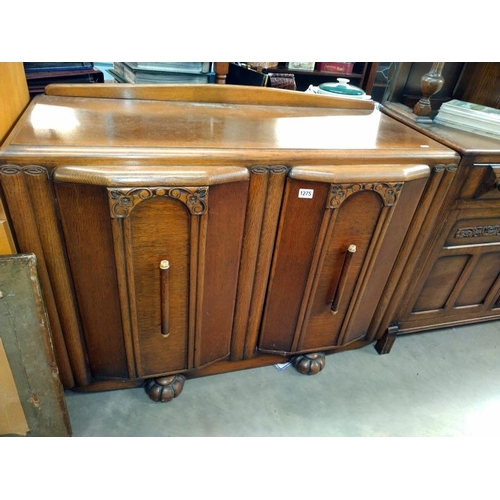 1275 - 1930's oak sideboard. 122cm x 50cm x height 90cm.  COLLECT ONLY.