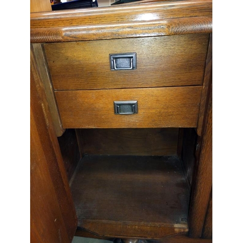 1275 - 1930's oak sideboard. 122cm x 50cm x height 90cm.  COLLECT ONLY.