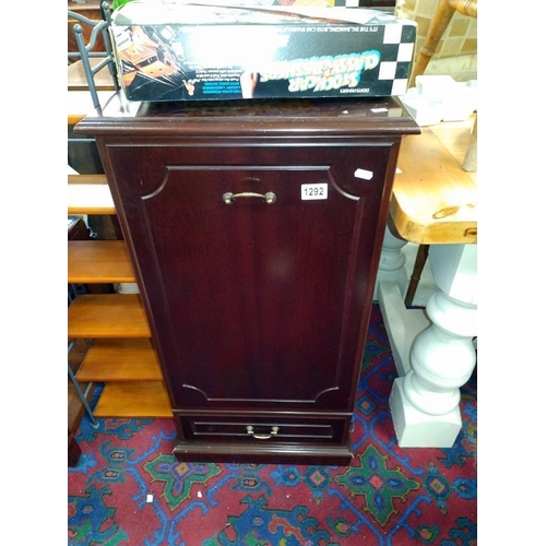 1292 - A dark wood stained single door cabinet with shelves and bottom drawer. (47cm x 49cm x height 92cm) ... 