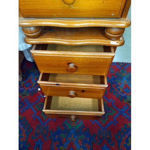 1296 - A pair of pine bedside chest of drawers. 46cm x 38cm x Height 61cm. COLLECT ONLY.