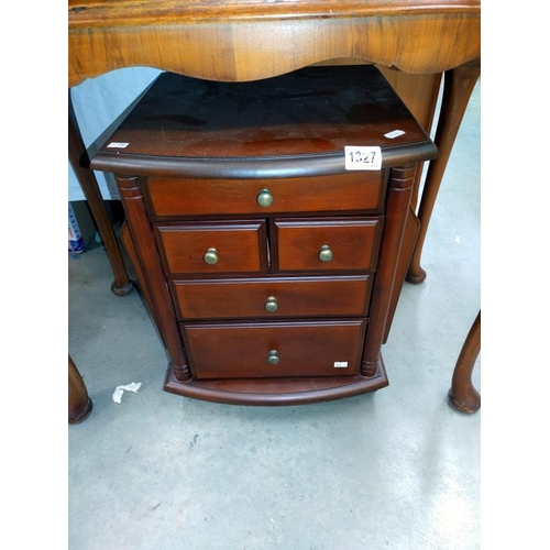 1327 - A dark wood stained lounge chest of drawers, magazine rack, side table and pot stand 36.5 x 42.5 x H... 