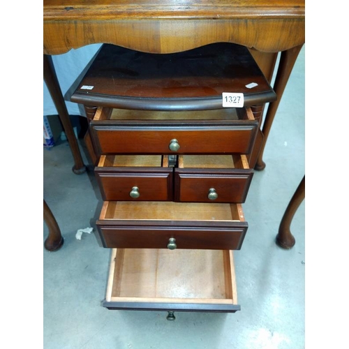 1327 - A dark wood stained lounge chest of drawers, magazine rack, side table and pot stand 36.5 x 42.5 x H... 