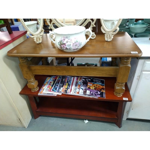 1338 - An oak coffee table. 100cm x 54cm x height 44cm  COLLECT ONLY.