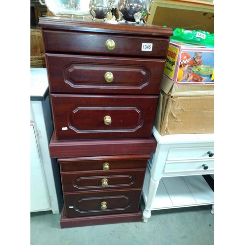 1345 - Two dark wood effect bedroom chest of drawers (45cm x 47cm x Height 56cm) COLLECT ONLY