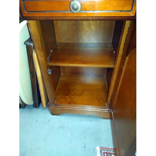 397 - A mahogany effect cupboard with drawer. 47cm x 37cm x Height 73cm. COLLECT ONLY.