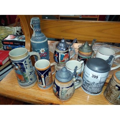 399 - A quantity of German beer steins and tankards etc. COLLECT ONLY.