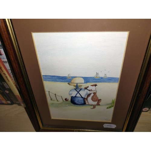 435 - A set of three framed and glazed beach prints.