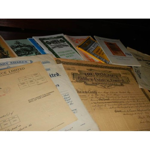 2565 - An interesting collection of 26 old, share certificates from France, USA, Belgium and the UK. They a... 