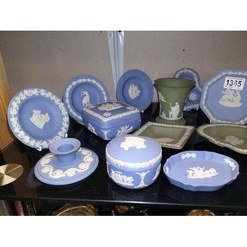 1365 - A good quantity of blue and green wedgwood Jasperware