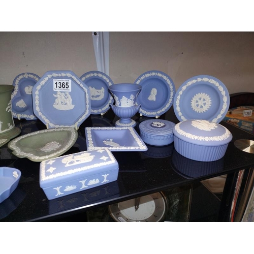 1365 - A good quantity of blue and green wedgwood Jasperware