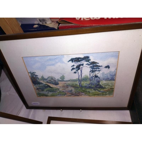 1395 - Four framed watercolours, one water scene signed By Lowell 97 and three countryside, signatures indi... 