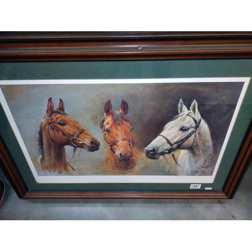 1397 - A framed and glazed picture, 'We Three Kings' by S.L Crawford. 87 cm x 61cm. COLLECT ONLY.