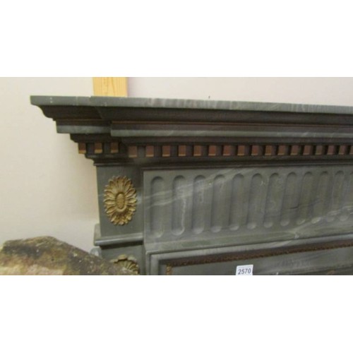 2570 - A black marble fire surround, COLLECT ONLY.