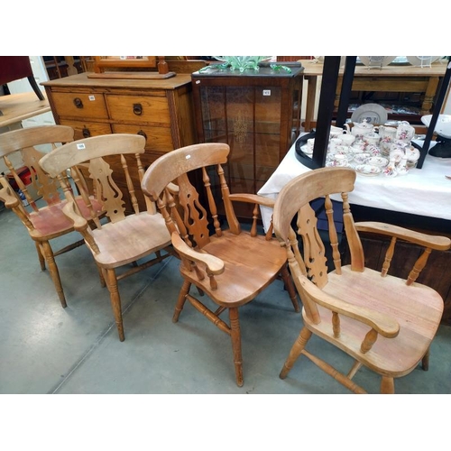 1406 - A set of four Beech Carver chairs. COLLECT ONLY.