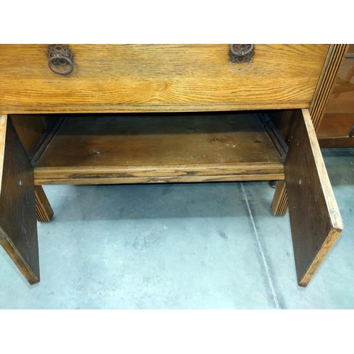 1408 - An Edwardian oak seven drawer chest with iron handles. 95cm x 45cm x height 110cm. COLLECT ONLY