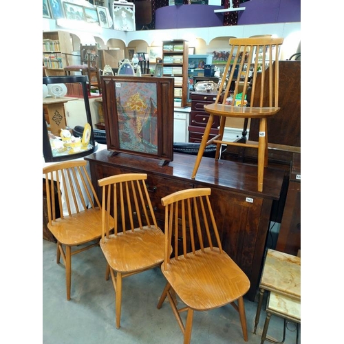 1420 - Four ZPM Radomsko stick back chairs. COLLECT ONLY.