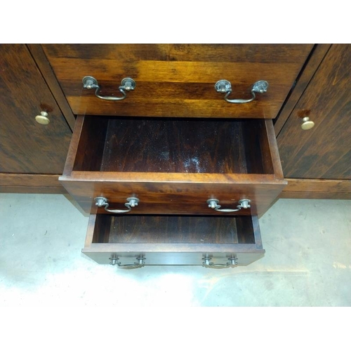 1421 - Dark Wood stained kitchen unit with two cupboards and four drawers. 140cm x 45cm x height 81cm. COLL... 