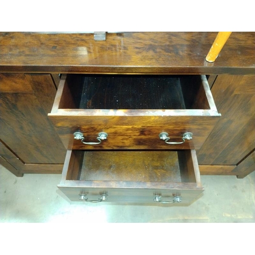 1421 - Dark Wood stained kitchen unit with two cupboards and four drawers. 140cm x 45cm x height 81cm. COLL... 