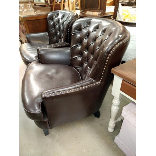 1432 - A pair of leather library armchairs. COLLECT ONLY.