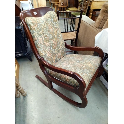 1449 - A mahogany framed rocking chair. COLLECT ONLY.