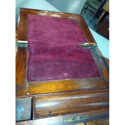 1452 - A Victorian mahogany writing box, an empty oak cutlery box and a quantity of Kings pattern stainless... 