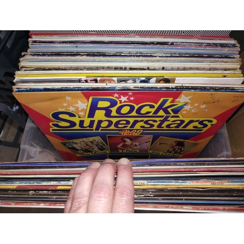 1456 - Two boxes of LP records including Elvis, Donna summer etc.