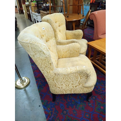 1463 - A pair of Edwardian button back wing armchairs. COLLECT ONLY