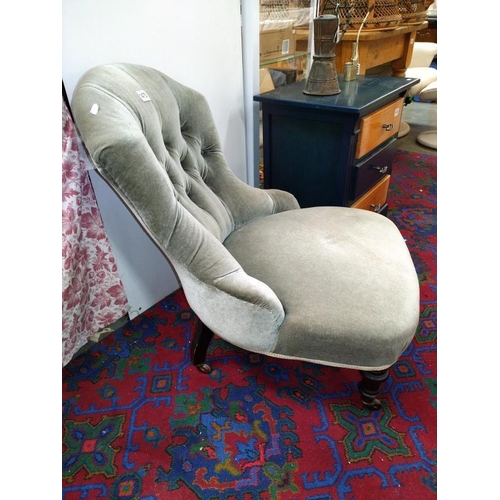 1475 - A Edwardian button back nursing chair. COLLECT ONLY.