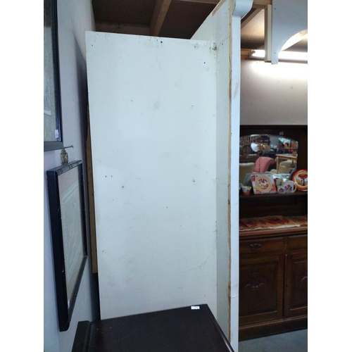 1484 - A painted pine cupboard with glazed doors. Height 203cm, 96cm front cabinet 74cm x 41cm. COLLECT ONL... 