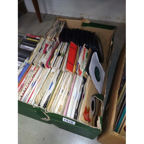 1516 - A collection of LP records, a box of singles & a quantity of CD's