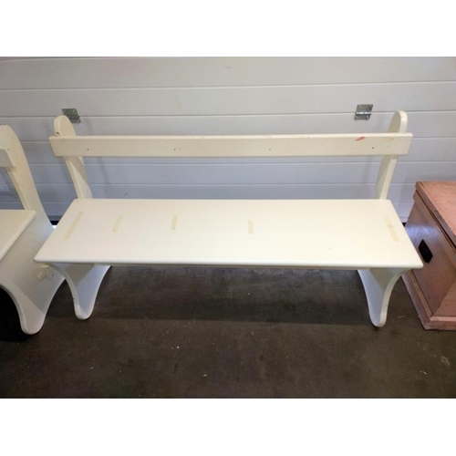 1537 - A pair of white painted garden benches. COLLECT ONLY.