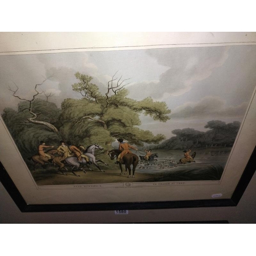 1580 - Two vintage stag hunting prints. 57cm x 47cm. COLLECT ONLY