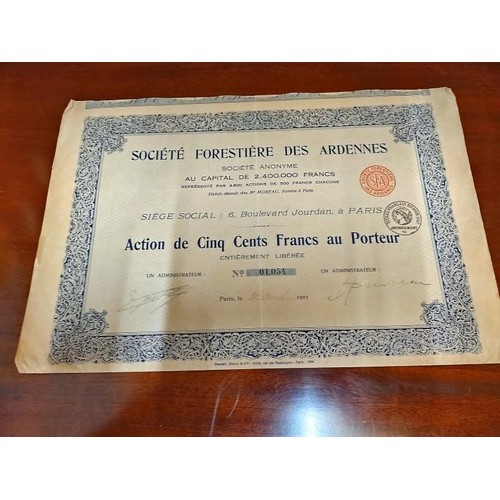 2565 - An interesting collection of 26 old, share certificates from France, USA, Belgium and the UK. They a... 