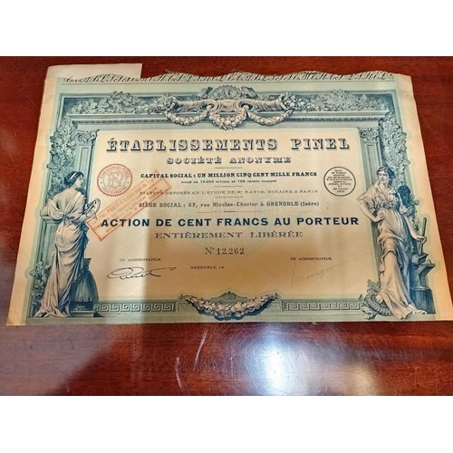 2565 - An interesting collection of 26 old, share certificates from France, USA, Belgium and the UK. They a... 