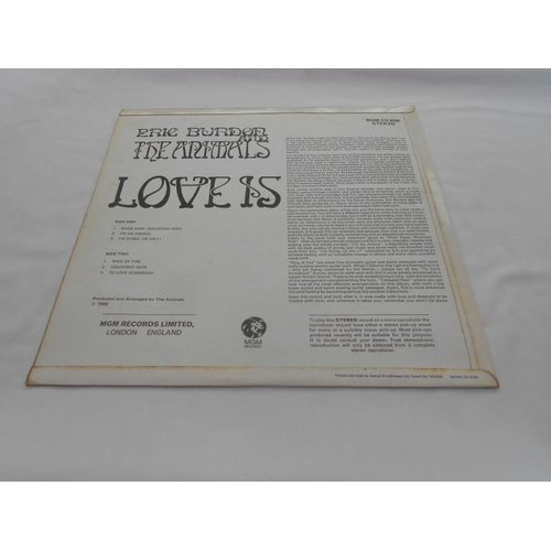 214 - Eric Burdon - Love Is. UK 1st press record LP MGM-CS-8105. 2YMG 285-1G and 286-1G EX