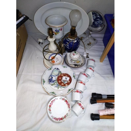 16 - A quantity of china & lamps etc. COLLECT ONLY