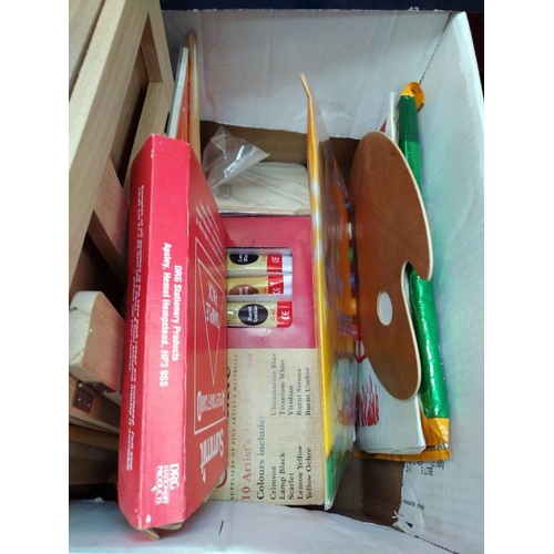 42 - A quantity of artist items including paints & pallets etc.