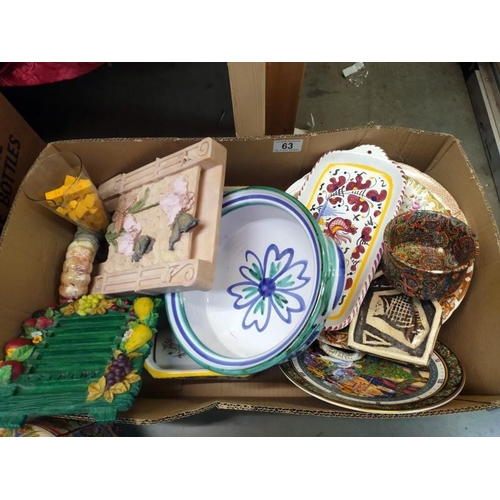 63 - A quantity of miscellaneous items including plates & bowl etc.