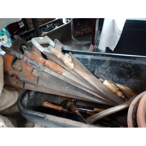 87 - A large lot of vintage tools including planes, KP nuts & Smiths crisps sacks