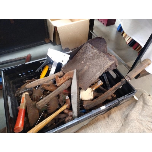 87 - A large lot of vintage tools including planes, KP nuts & Smiths crisps sacks