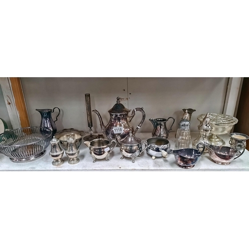 1118 - A quantity of silver plate including tea set, sifters & bowls etc. COLLECT ONLY