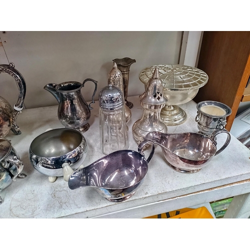 1118 - A quantity of silver plate including tea set, sifters & bowls etc. COLLECT ONLY