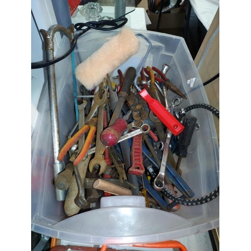 129 - 3 large boxes of spanners, sockets and pliers etc