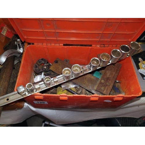 129 - 3 large boxes of spanners, sockets and pliers etc