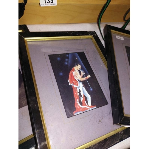 134 - 4 framed and signed pictures of Freddie Mercury.