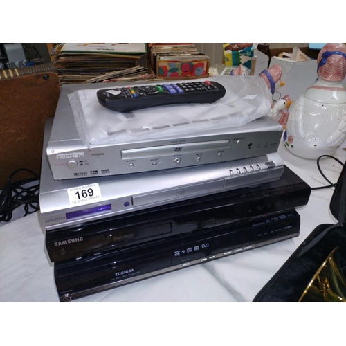 169 - 2 Bush DVDplayers and a Samsung and Toshiba DVD player/ recorder.