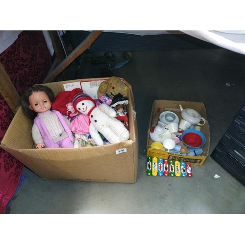 176 - A quantity of dolls and teddies etc