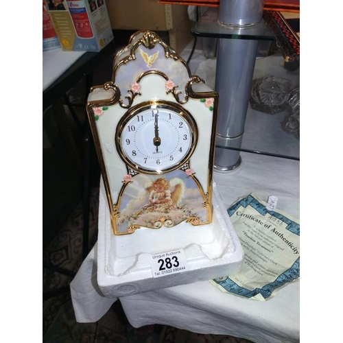 283 - A limited timeless treasure porcelain clock with certificate