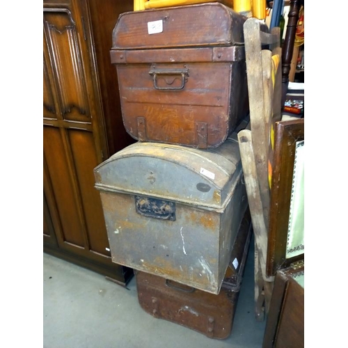 182 - 3 large metal trunks