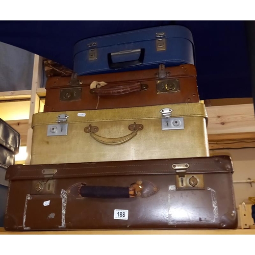 188 - 4 vintage suitcases A/F